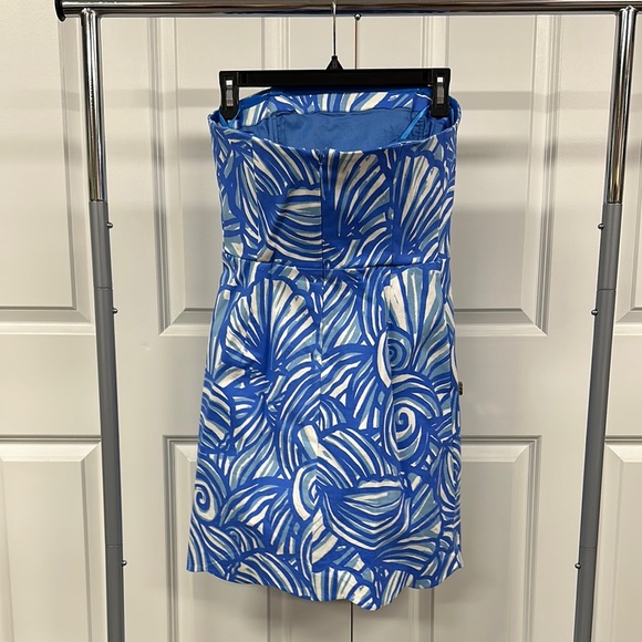 Blue and White Strapless Dress - Picture 2 of 2